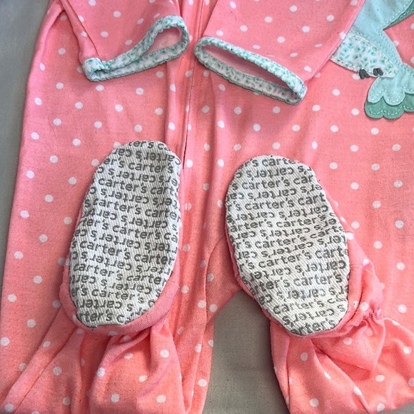 Carter's - Pink and White Cozy Footie Sleeper One Piece - Picture 4 of 5